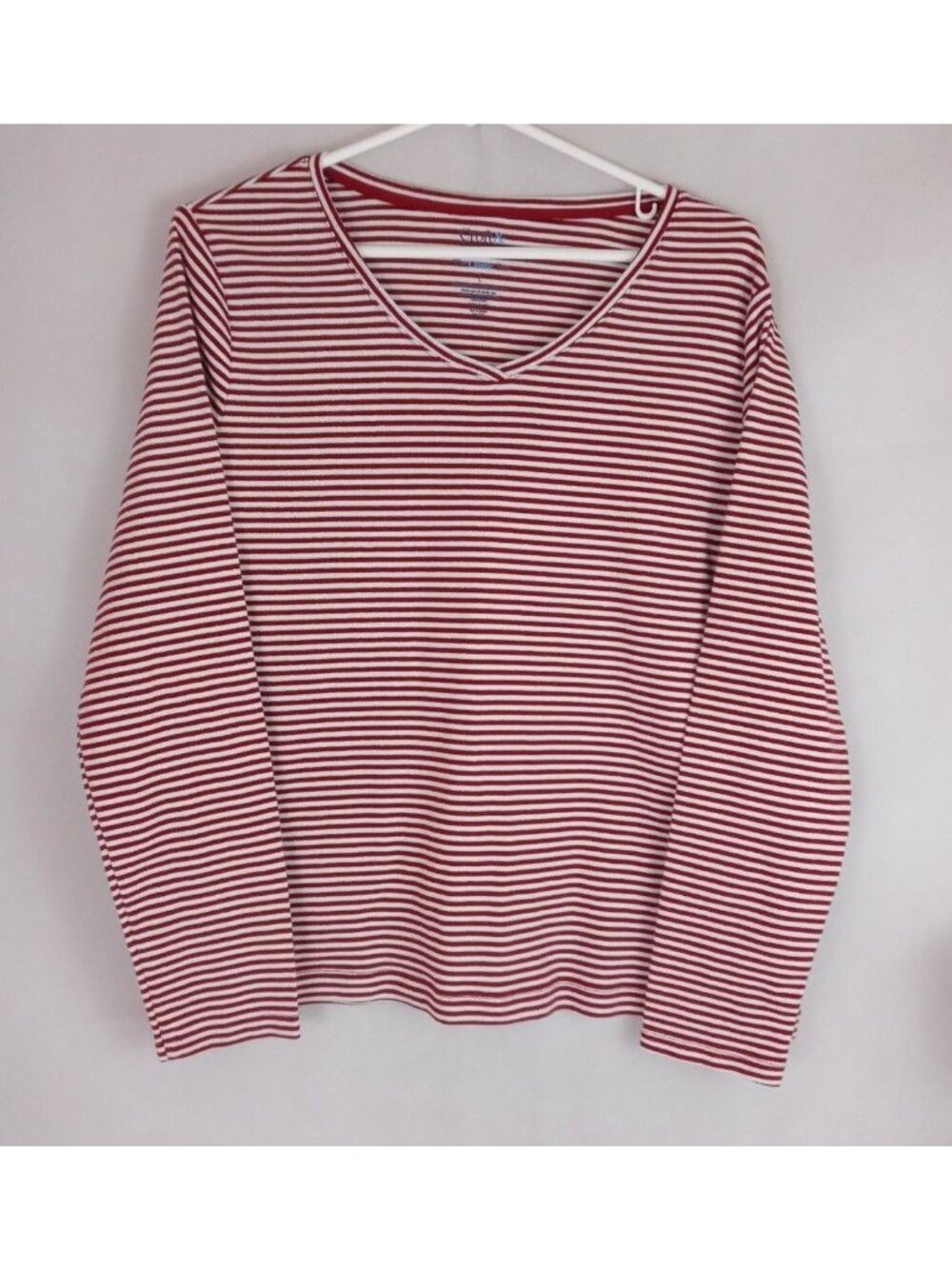 Croft & Barrow The Classic Tee Women's Metallic Red & White Shirt Size Large